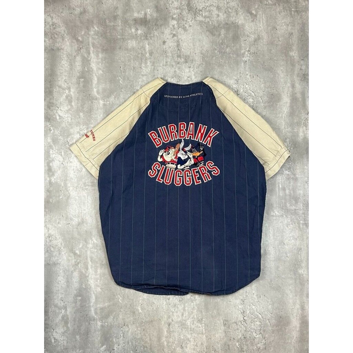 Vintage 90s Looney Tunes Embroidered Burbank Sluggers Baseball Jersey Size XL
