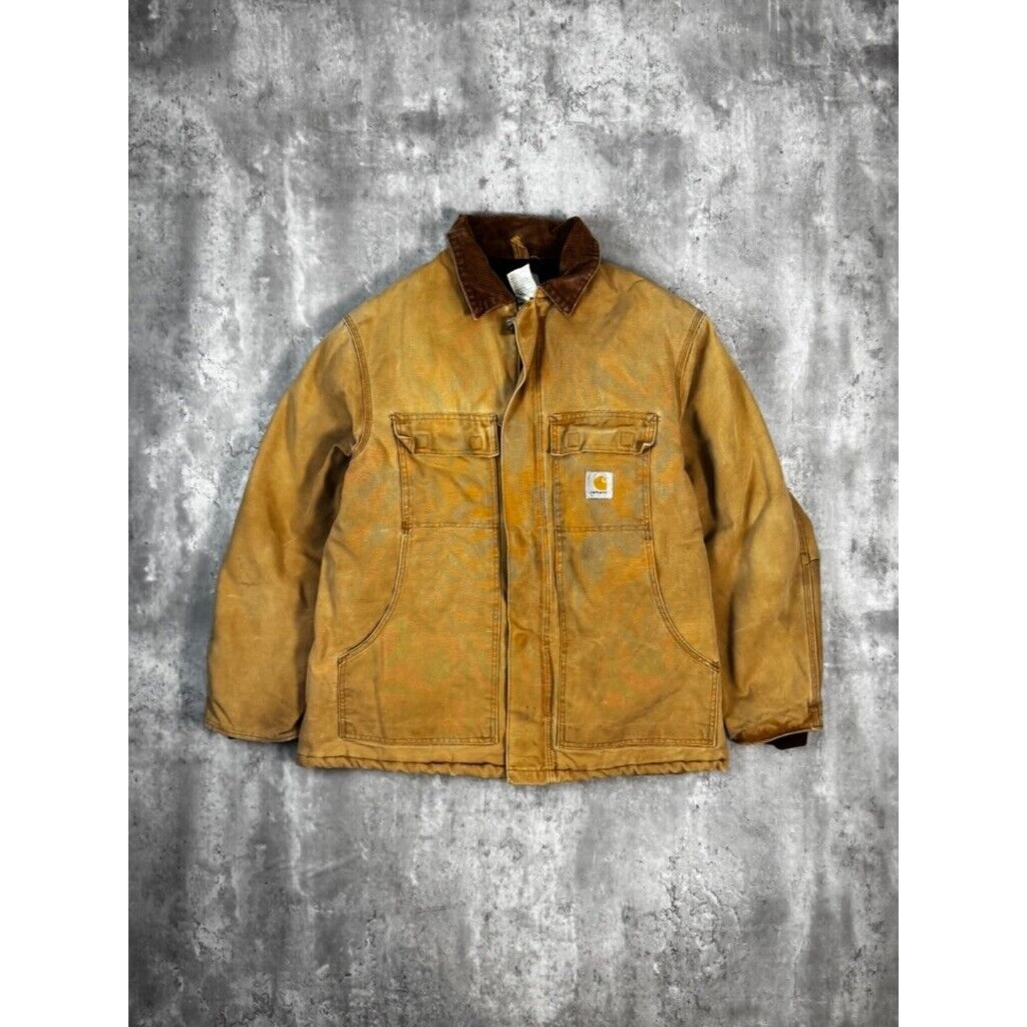 Vintage Carhartt Quilted Lined Canvas Work Wear Arctic Jacket Size XL Beige