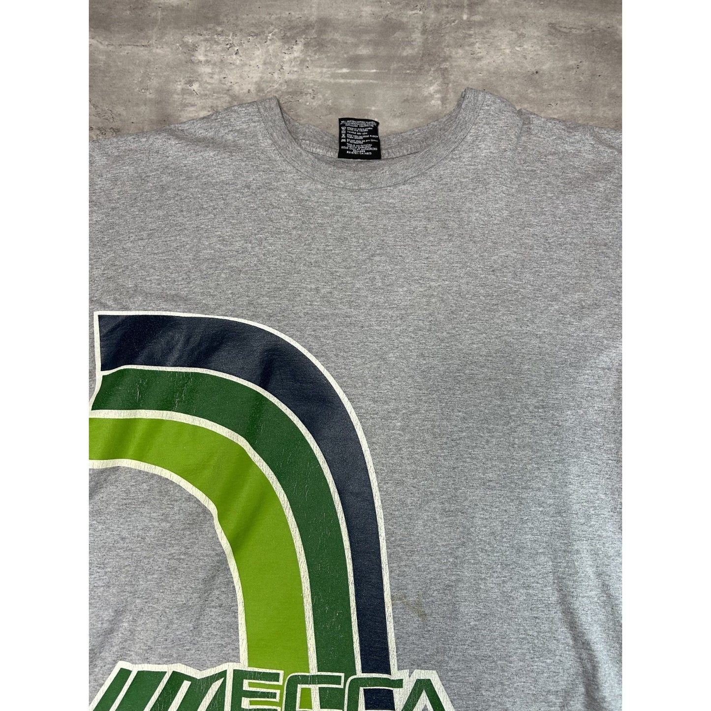 Vintage Y2K Mecca Spellout Graphic Long Sleeve T-Shirt Size 2XL Gray
