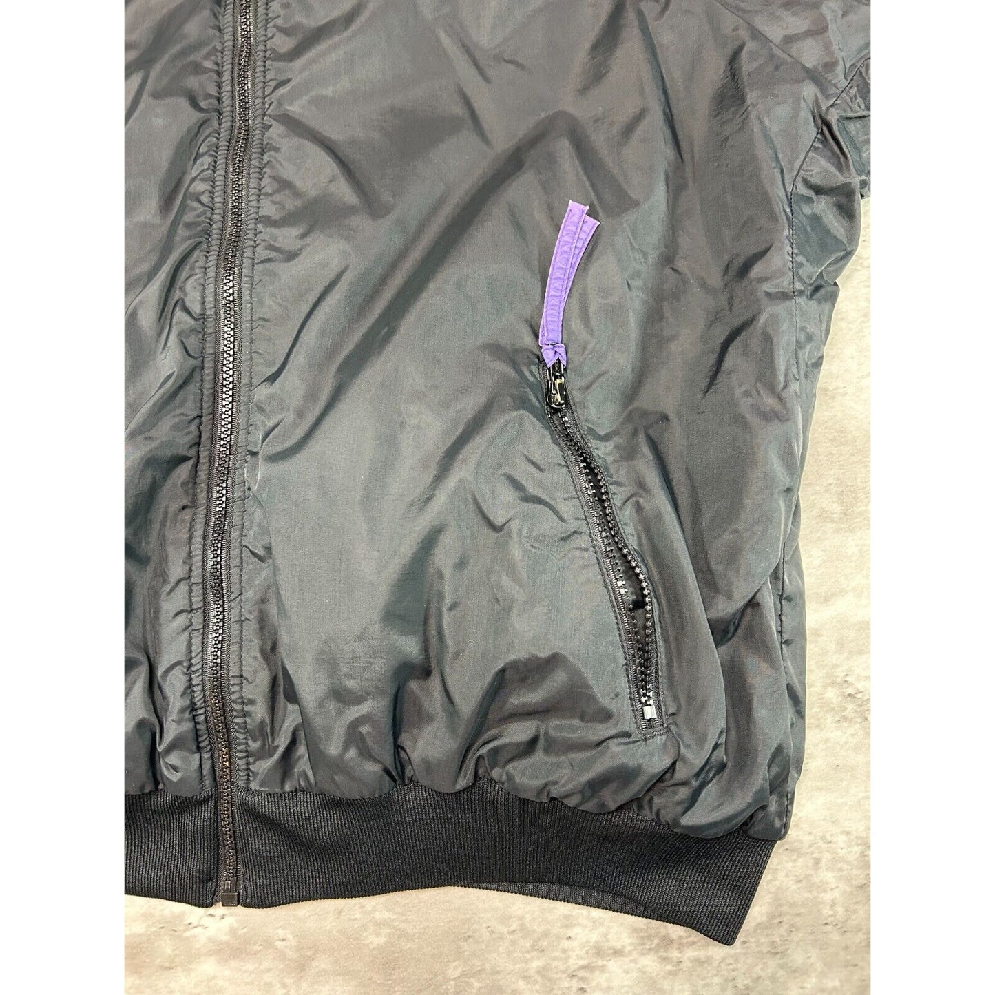 Vintage Columbia Reversible Nylon Full Zip Bomber Jacket Size Large Black