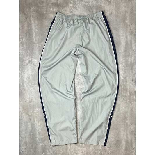 Vintage 90s Drill Embroidered Spellout Two Tone Nylon Track Pants Size Medium