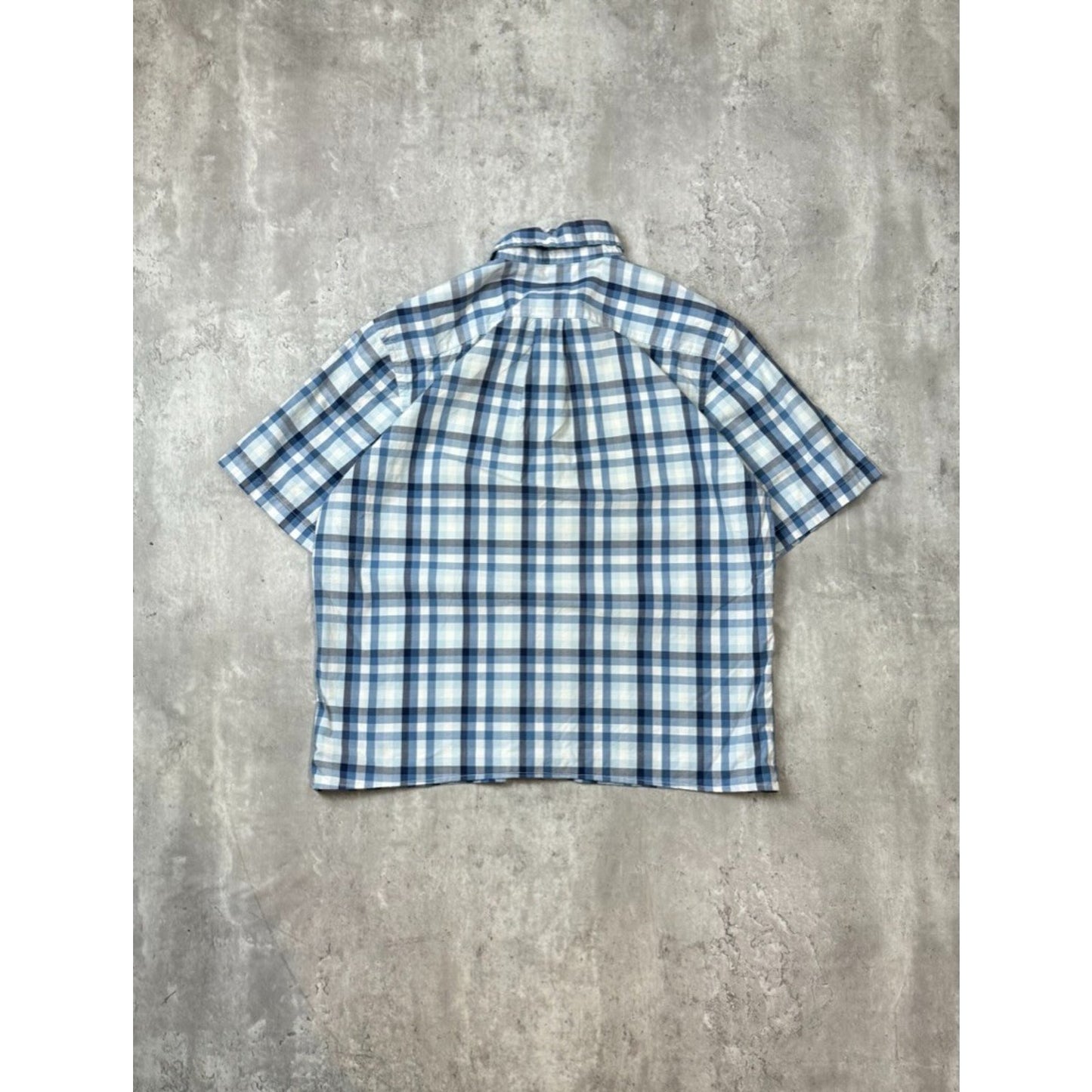 Dockers Plaid Print Short Sleeve Cropped Reworked Button Up Shirt Size Medium