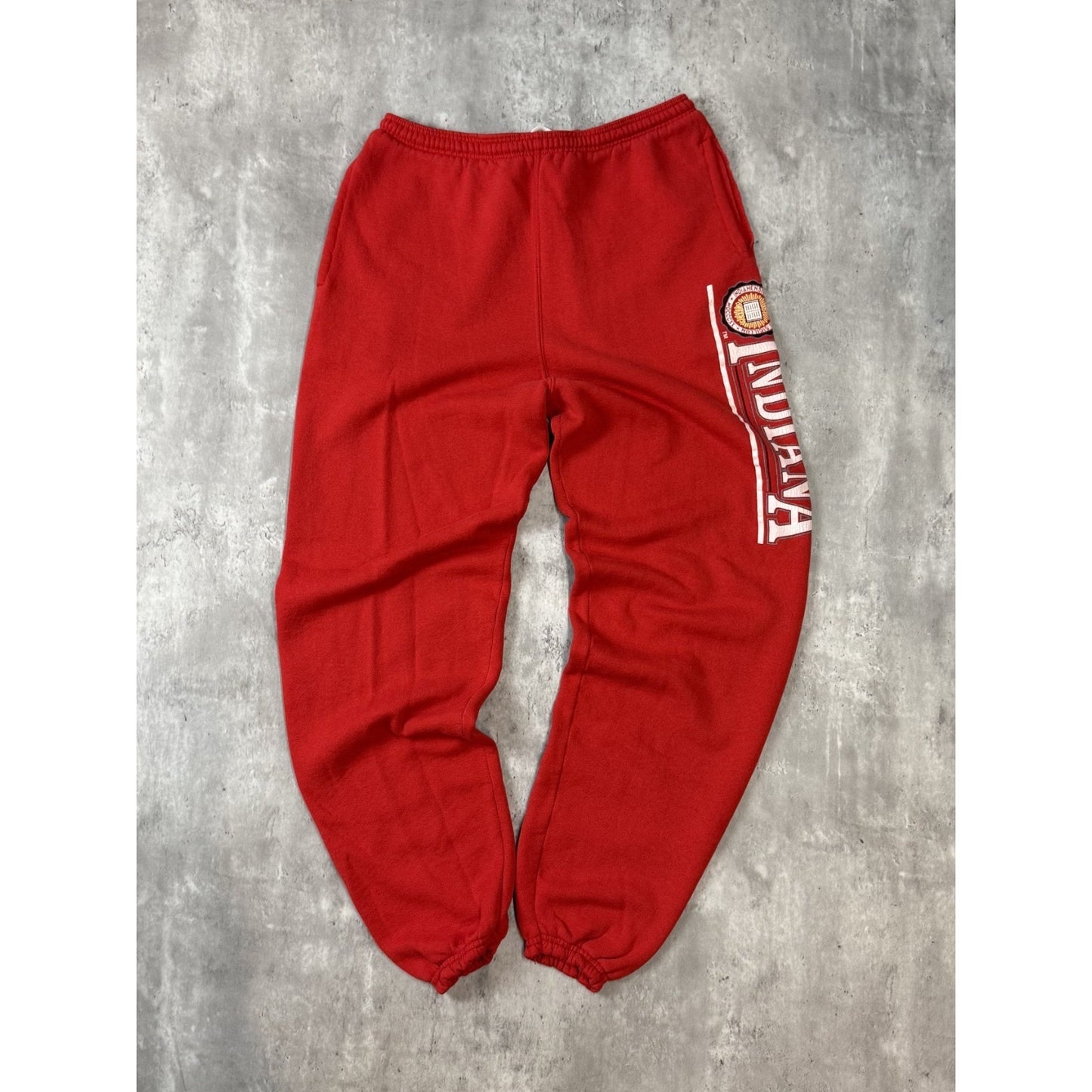 Vintage 90s Indiana Hoosiers NCAA Graphic Spellout Sweat Pants Size Large Red