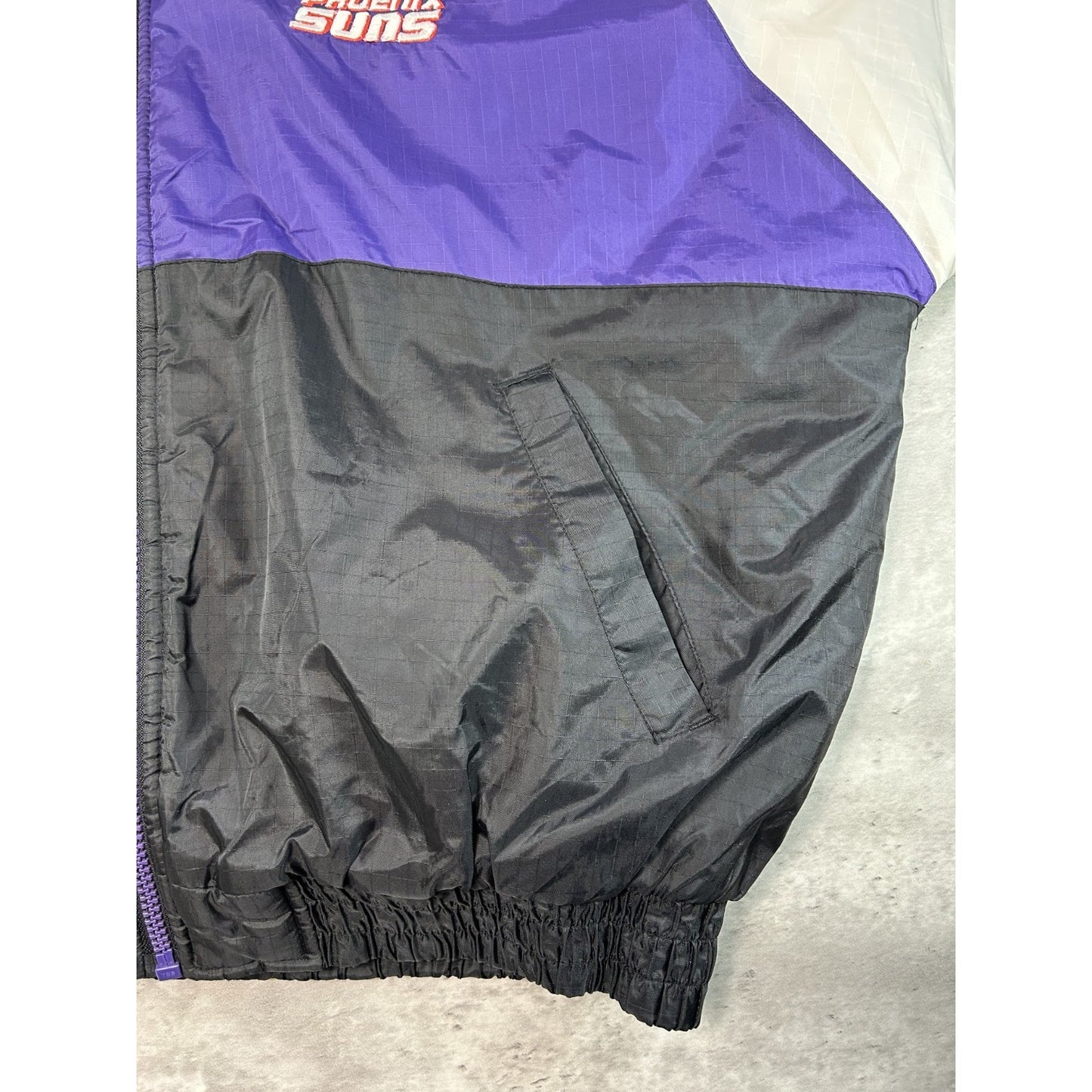 Vintage 90s Phoenix Suns NBA Insulated Full Zip Hooded Nylon Jacket Size XL