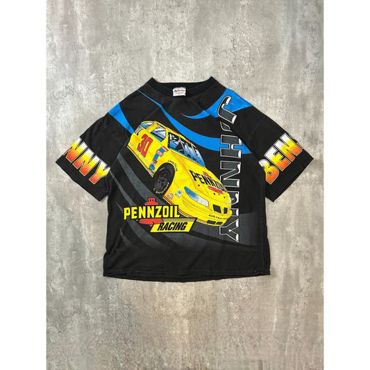 VTG 90s Johnny Benson #30 Pennzoil Racing Nascar All Over Print T-Shirt Size XL