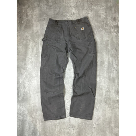 Vintage Carhartt Canvas Workwear Double Knee Carpenter Pants Size 36 Gray