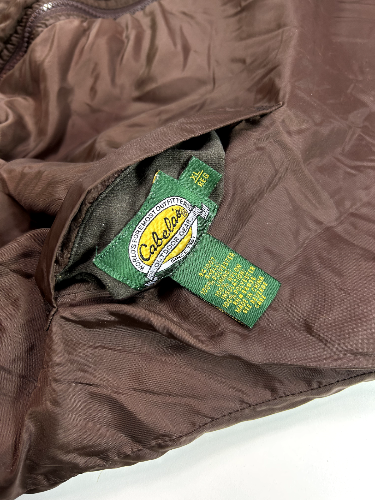 Vintage Cabelas Reversible Quilted Nylon Bomber Hunting Jacket Size XL Brown