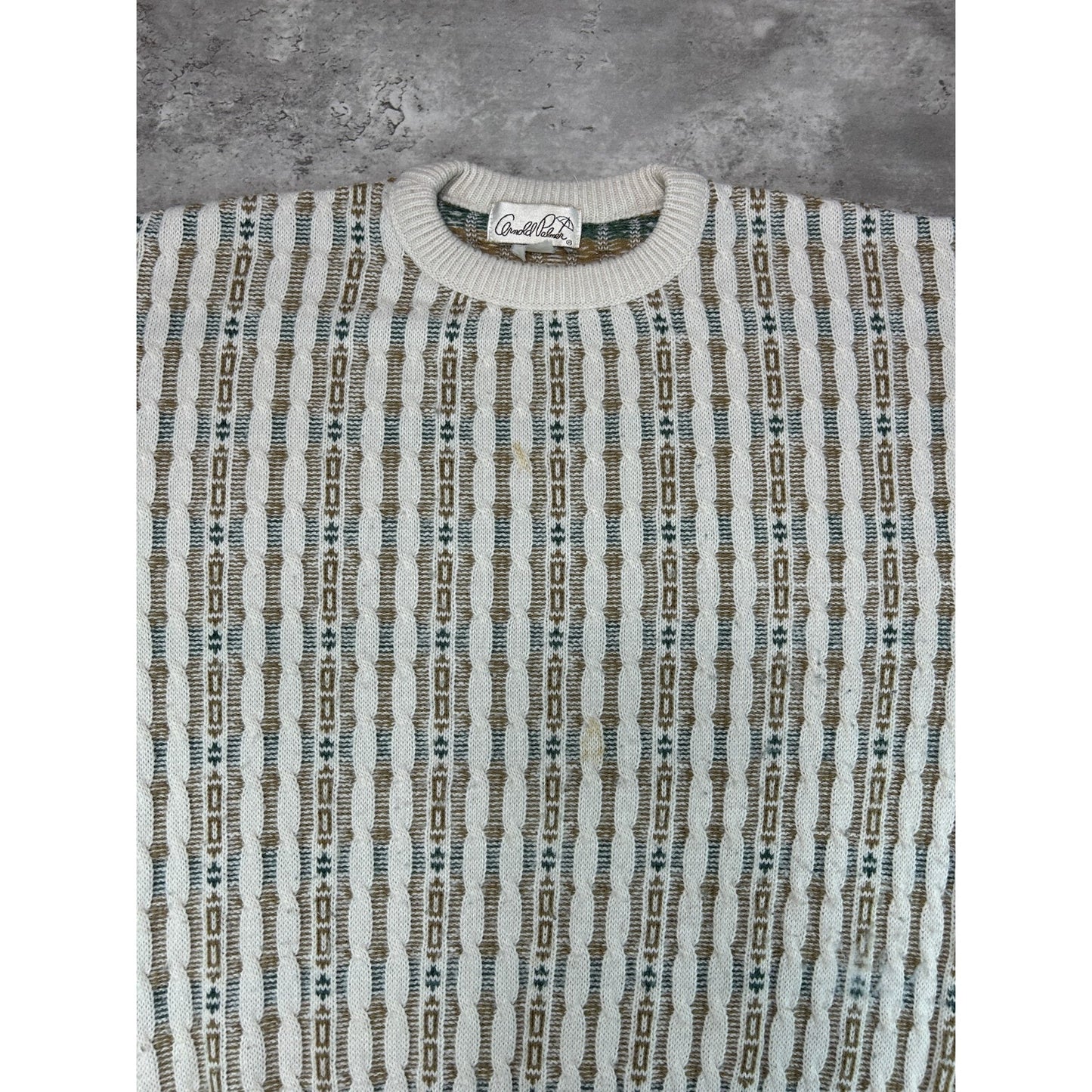 Vintage 90s Arnold Palmer Abstract Striped Pullover Knit Sweater Size Large