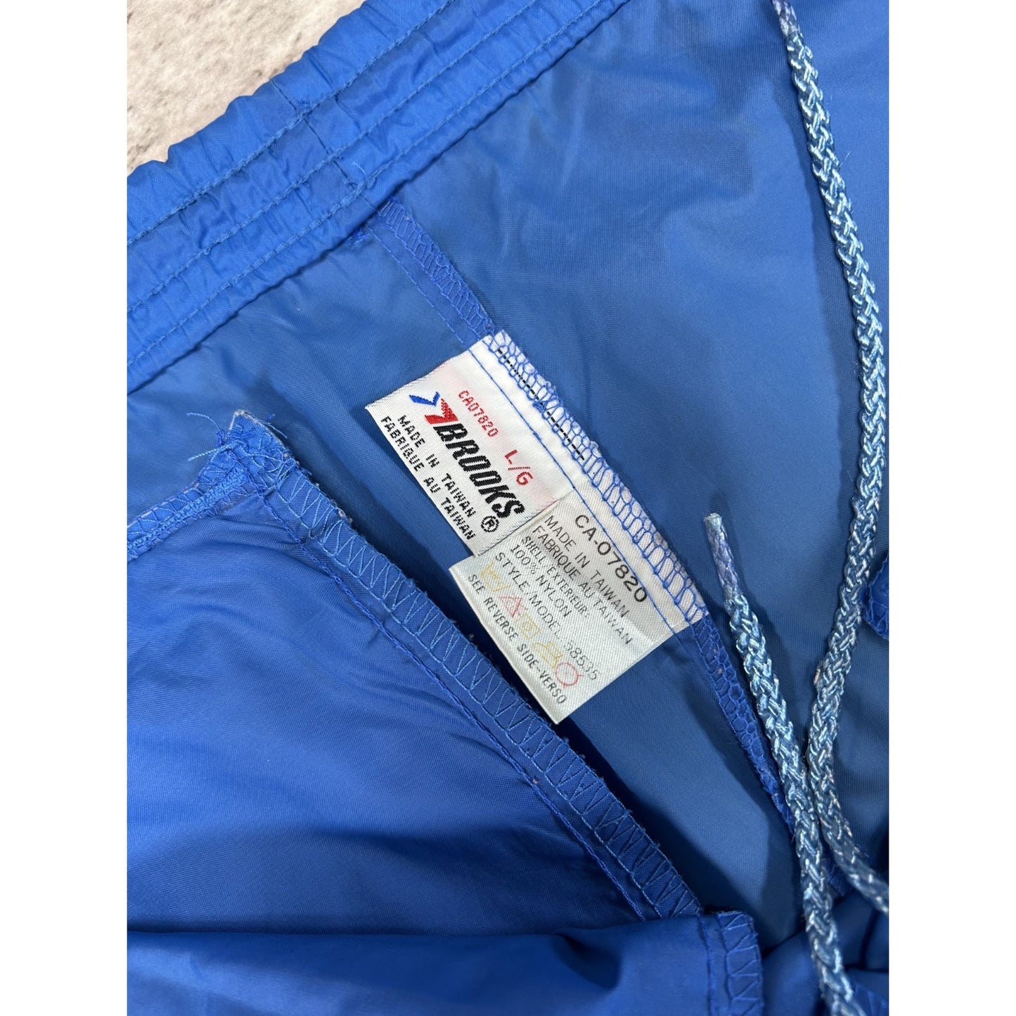 Vintage 80s/90s Brooks Embroidered Spellout Nylon Track Pants Size Large Blue