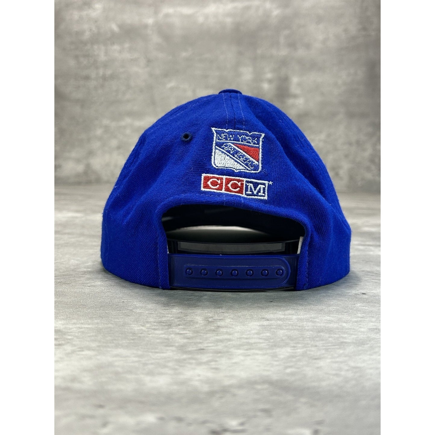 Vintage 90s New York Rangers NHL Embroidered Logo CCM Hockey Snapback Hat OSFA