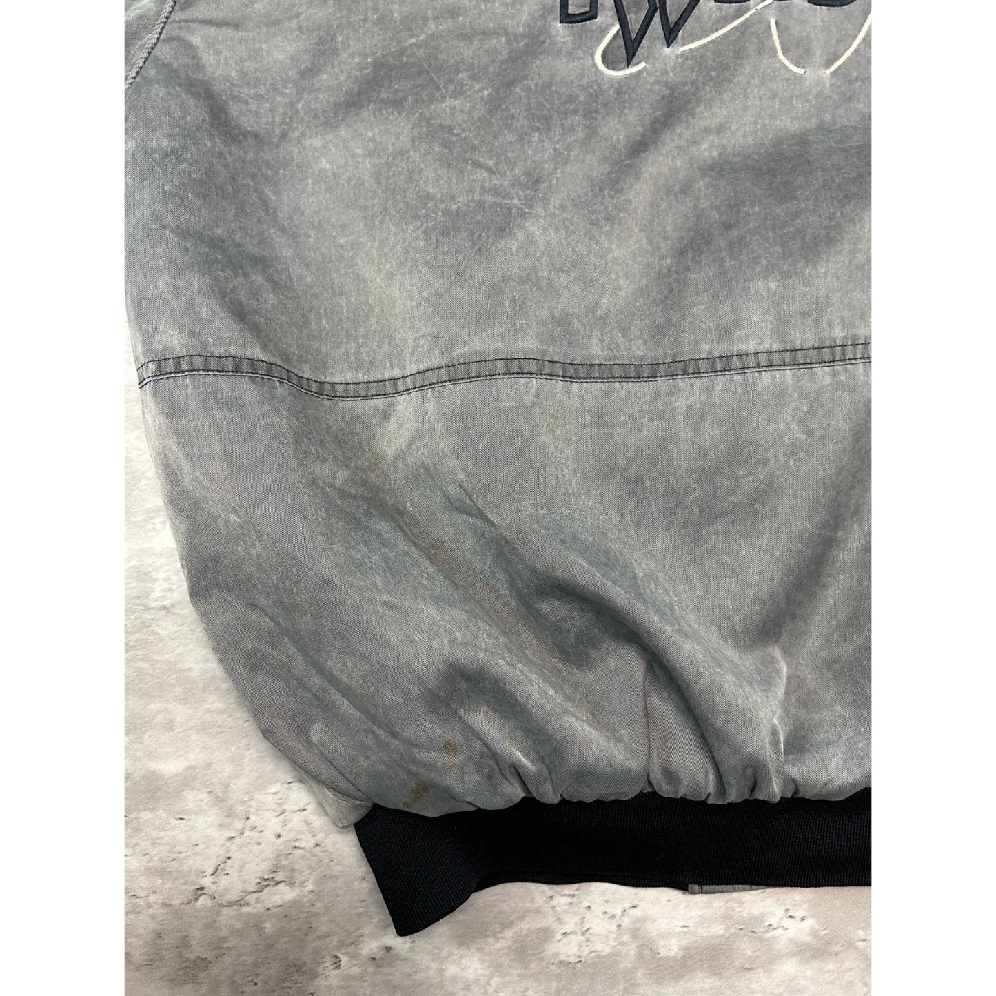 Vintage 90s Los Angeles Raiders NFL Embroidered Spellout Nylon Bomber Jacket 2XL