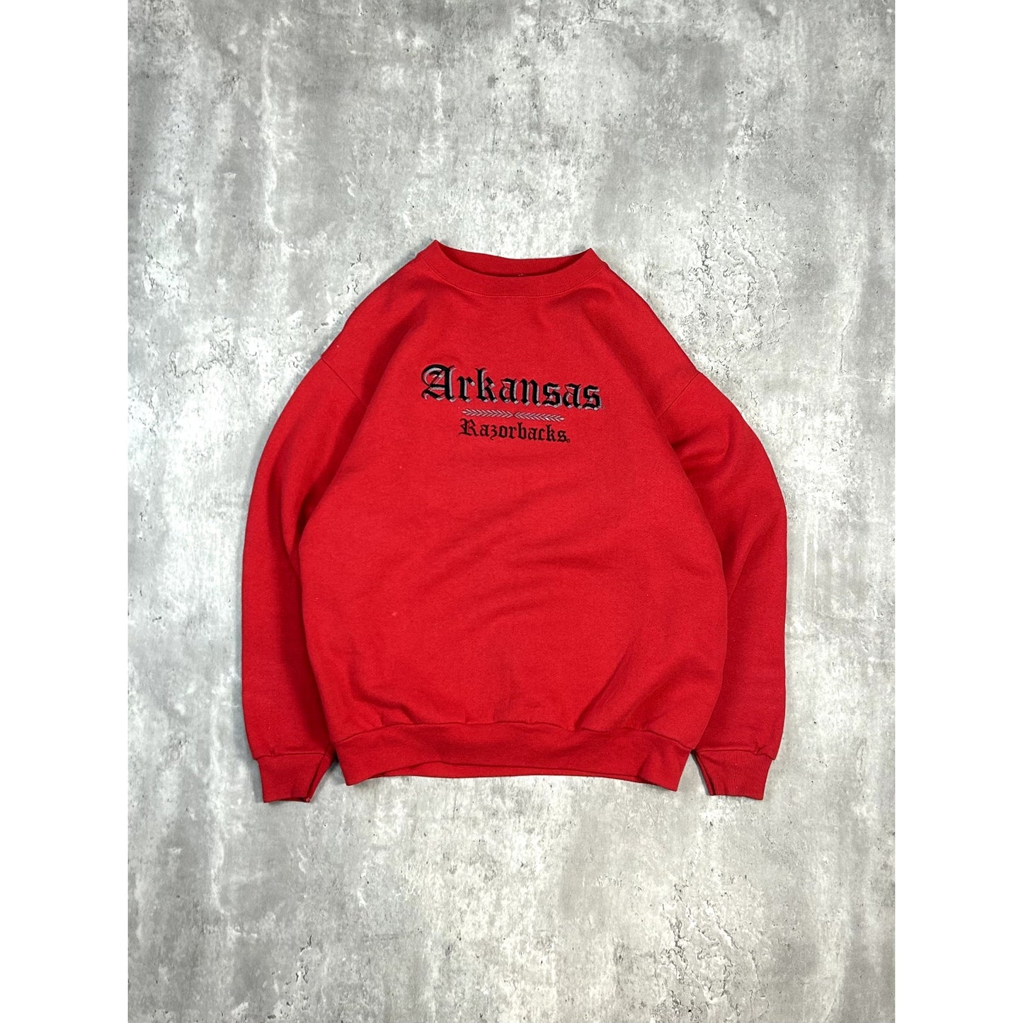 Vintage 90s Arkansas Razorbacks NCAA Embroidered Collegiate Sweatshirt Size Large