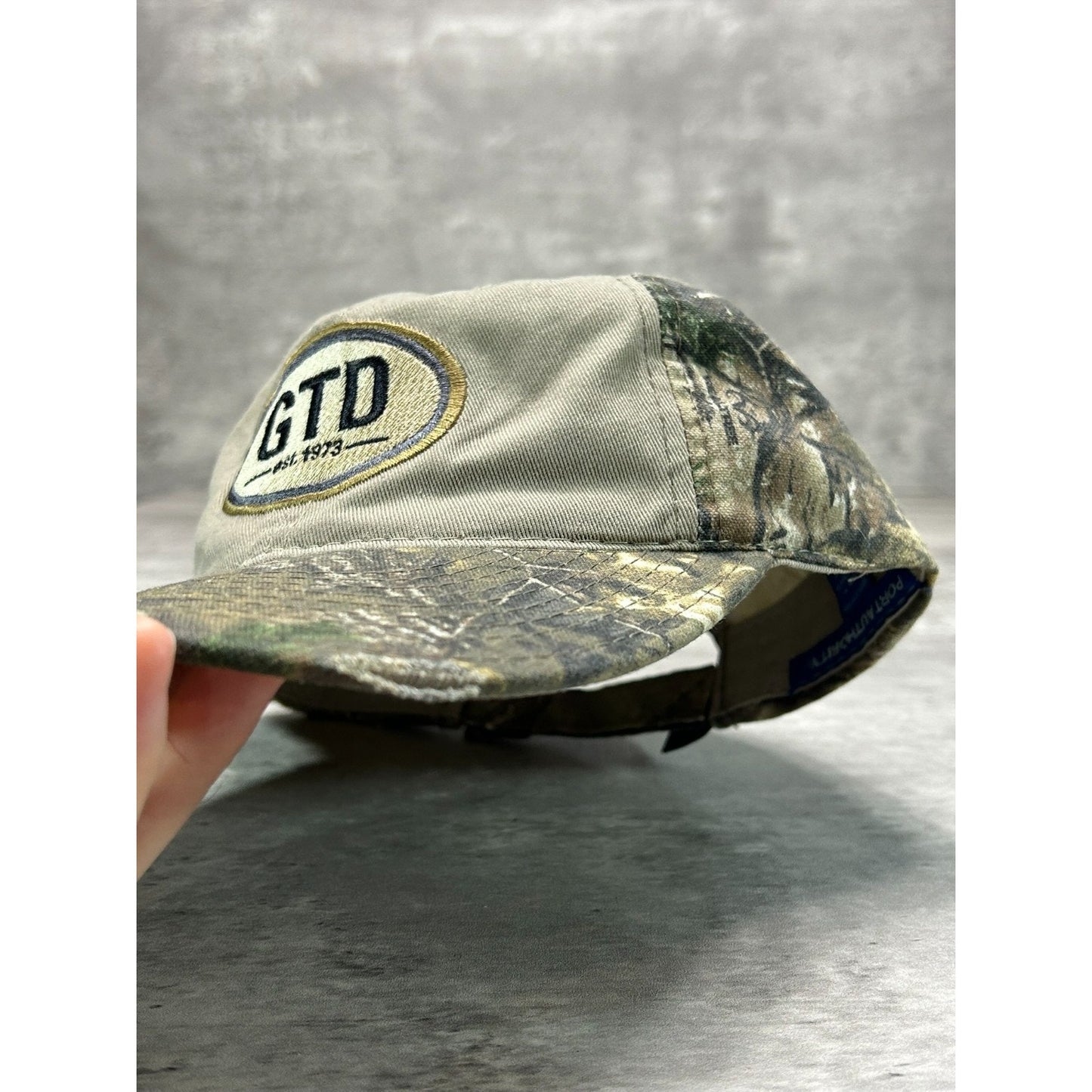 Vintage GTD Embroidered Logo Tree Camo Hunting Strapback Hat OSFA