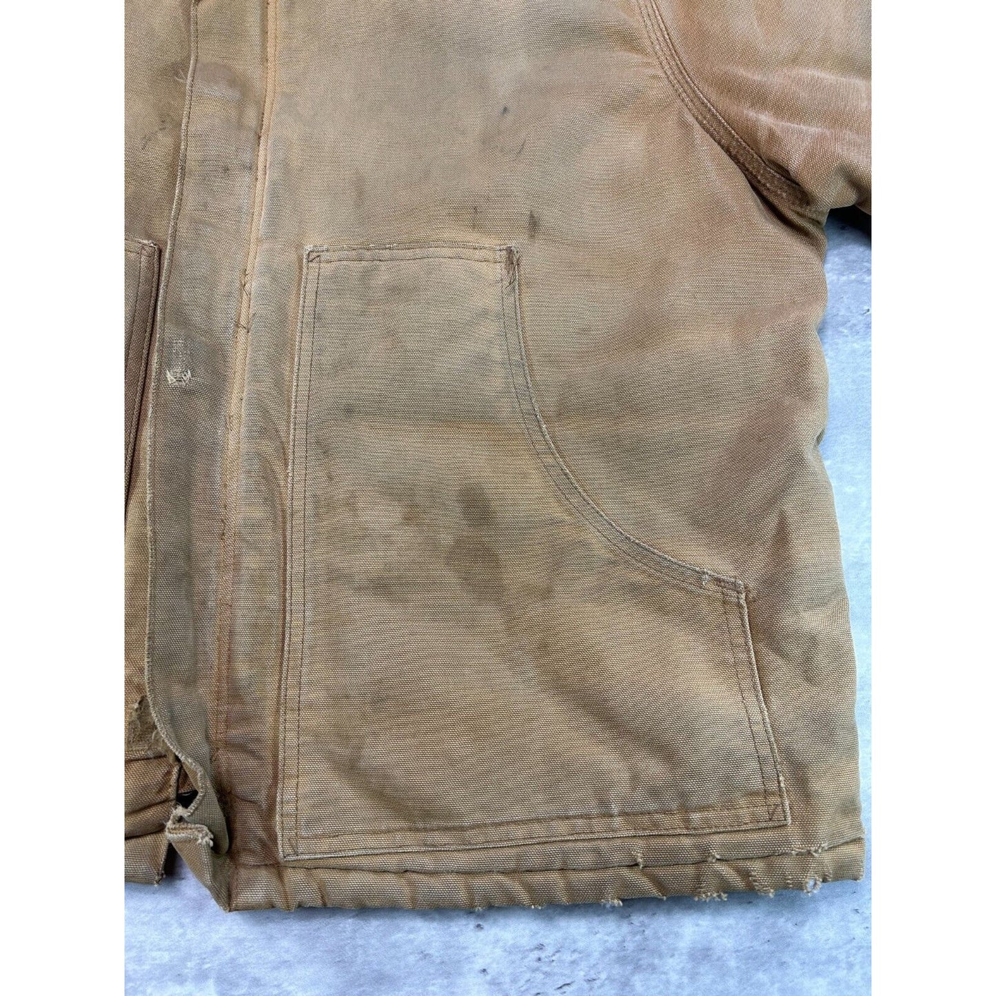 Vintage Carhartt Quilted Lined Canvas Workwear Cropped Arctic Jacket Size XL