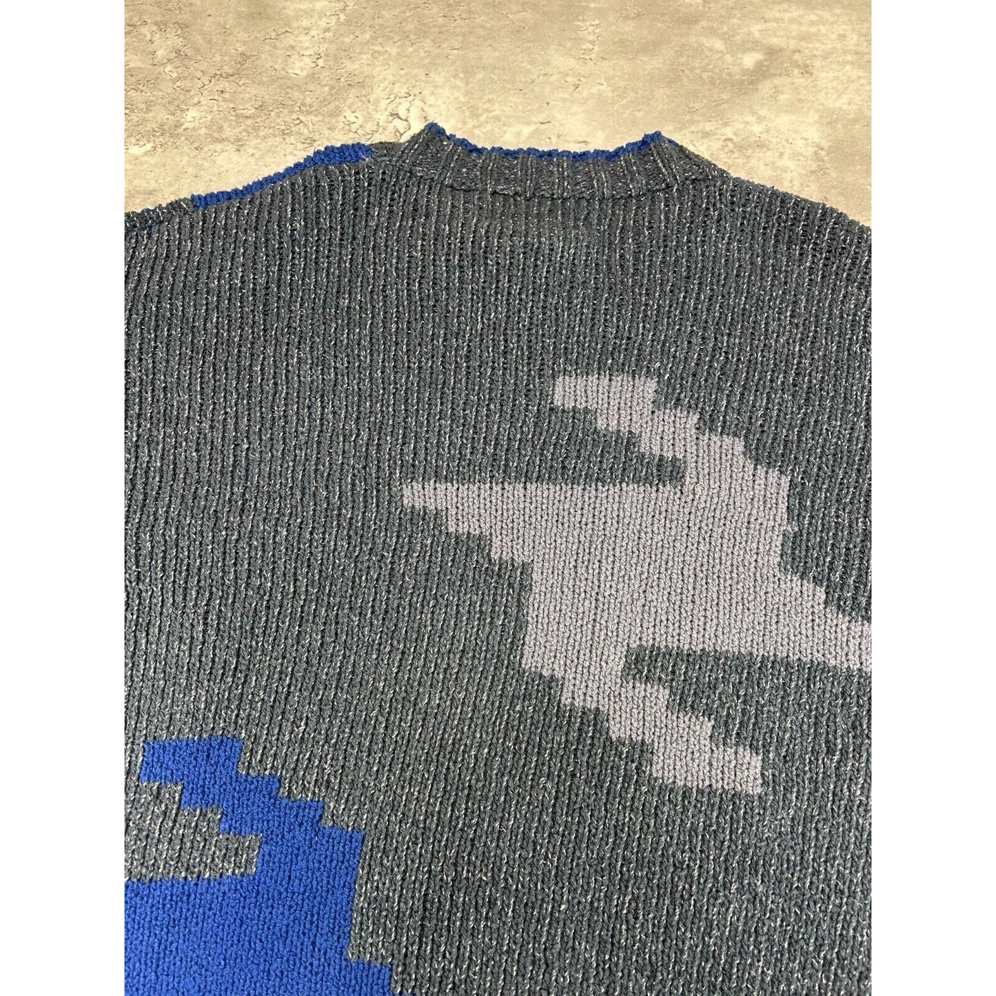 Vintage 90s Colours Geometric Print Pull Over Ribbed Knit Sweater Size Medium
