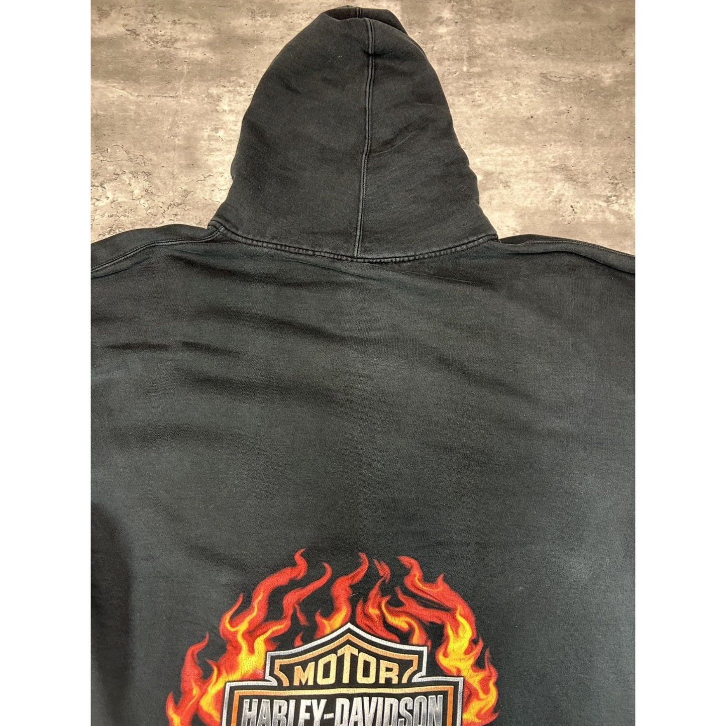 Harley Davidson Flame Sleeve Graphic Full Zip Hooded Sweatshirt Size 2XL Black