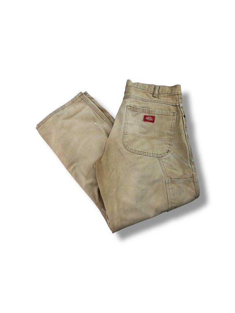 Vintage Dickies Canvas Work Wear Carpenter Pants Size 32W Beige