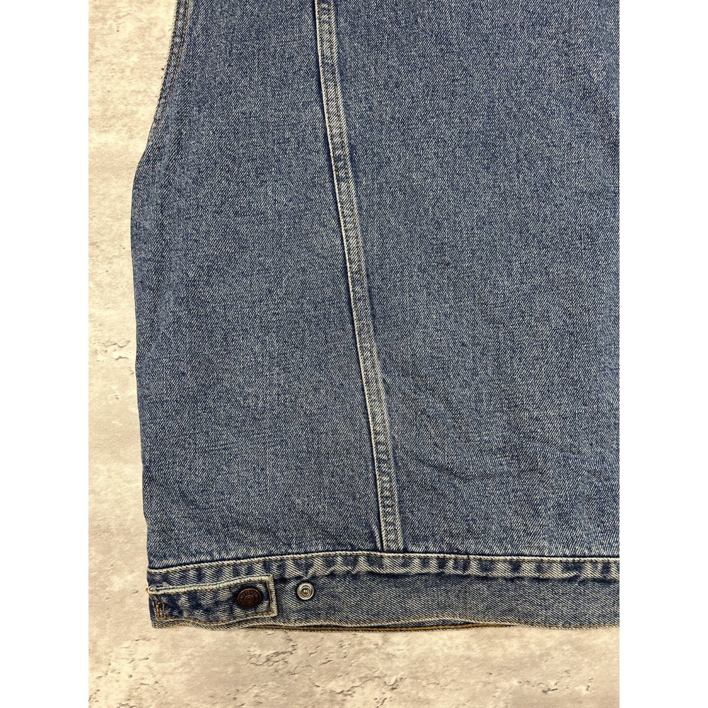 Vintage Levis Red Tab Plaid Lined Medium Wash Denim Vest Size Large