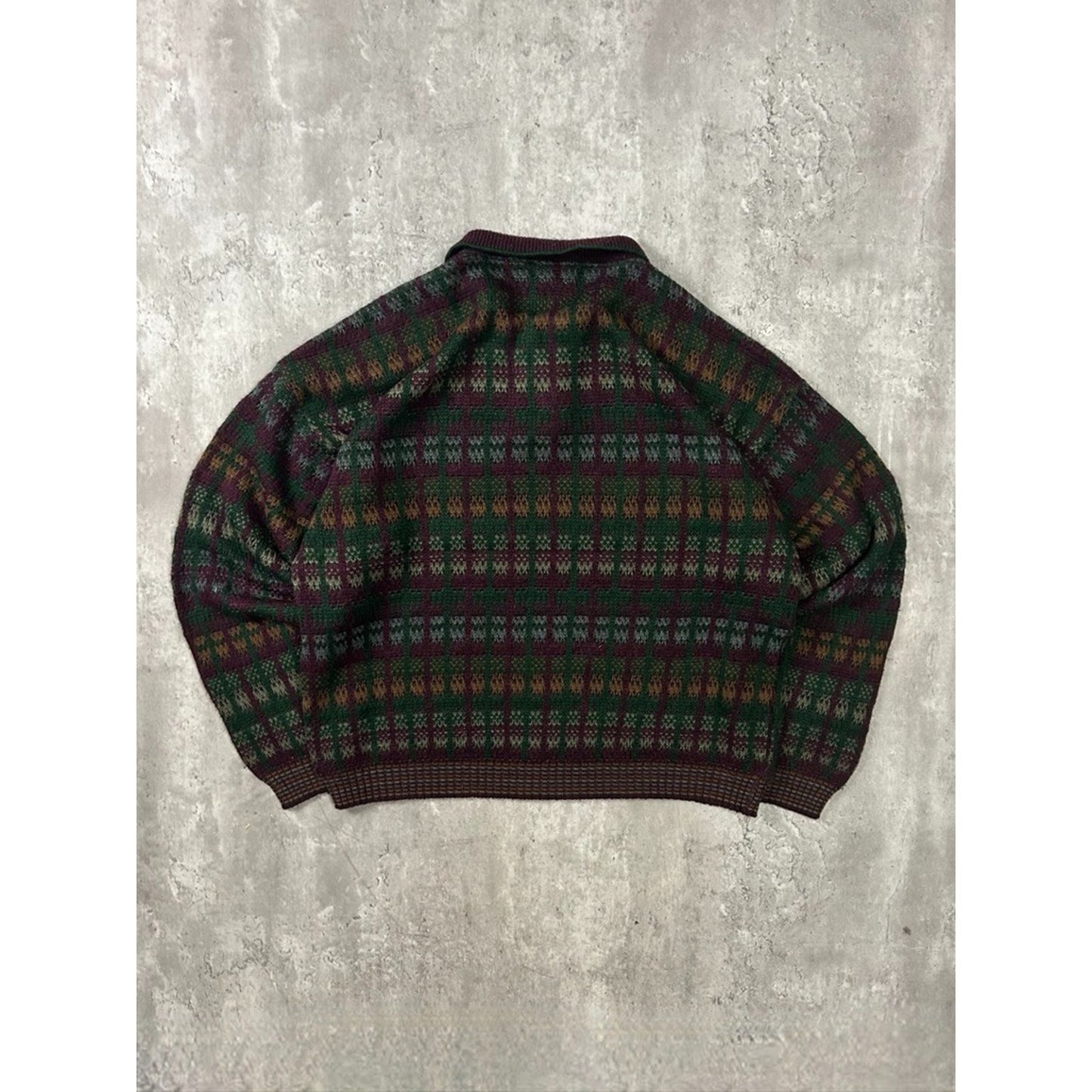 Vintage 90s Ash Creek Abstract Print Pullover Print Collared Sweater Size XL