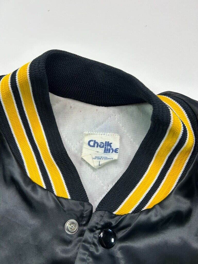 Vintage 80s Pittsburgh Steelers NFL Satin Varsity Chalk Line Jacket Size Large