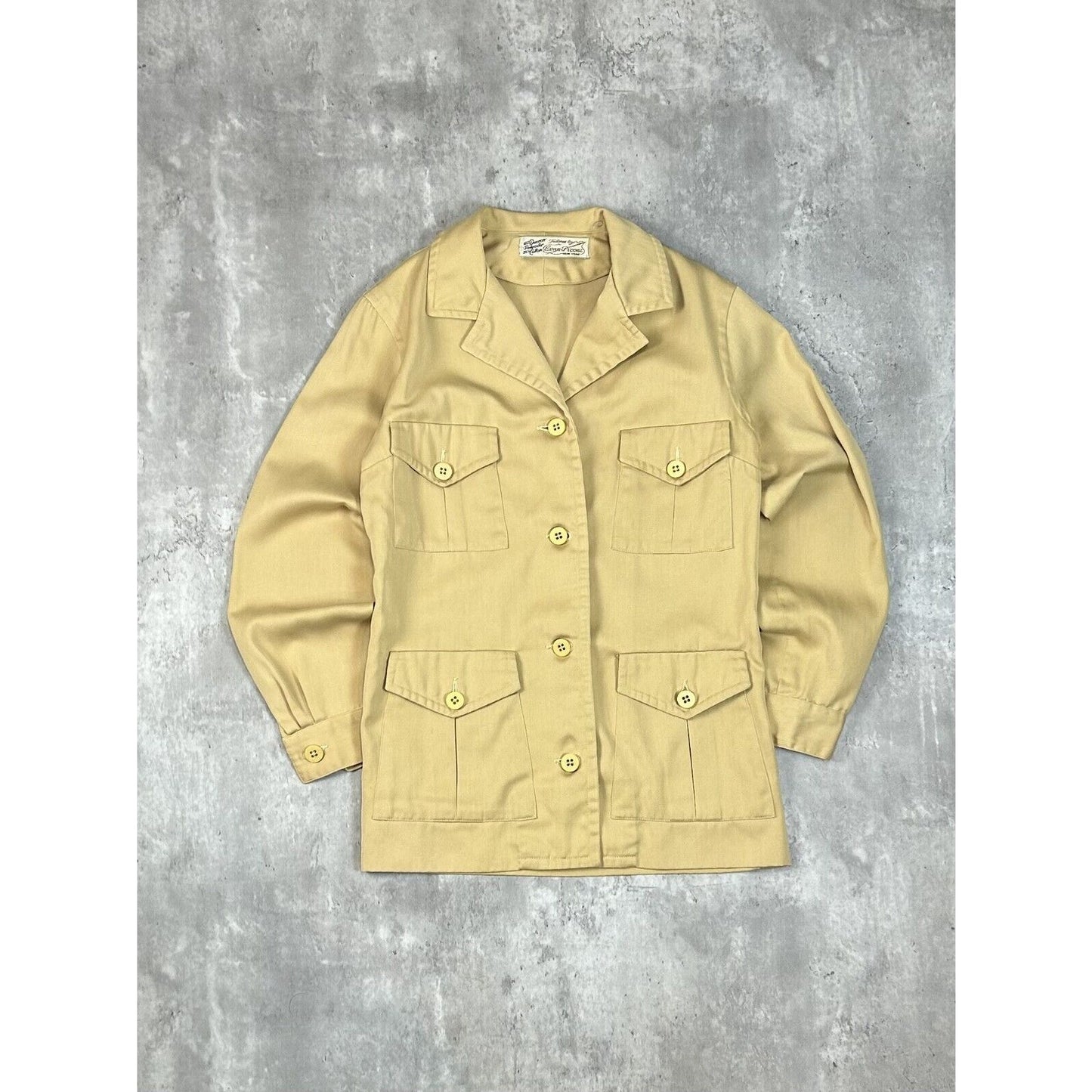 Vintage 1950s/1960s Four Pocket Button Up Shirt Jacket Size Small Yellow