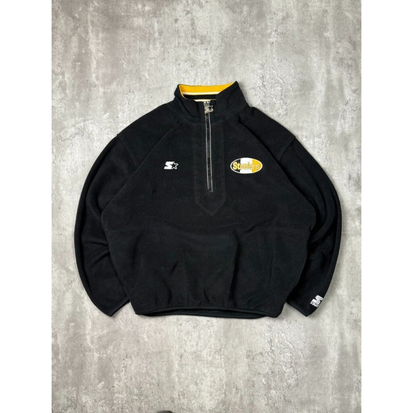 Vintage Pittsburgh Steelers NFL Fleece 1/2 Zip Starter Sweatshirt Size Large