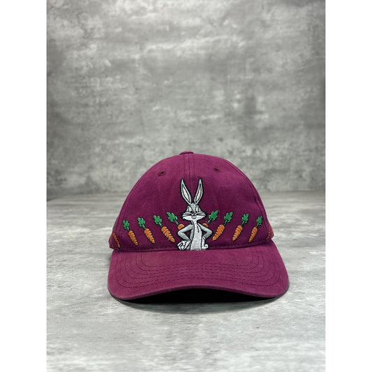 Vintage 90s Looney Tunes Bugs Bunny Embroidered Cartoon Snapback Hat OSFA YOUTH