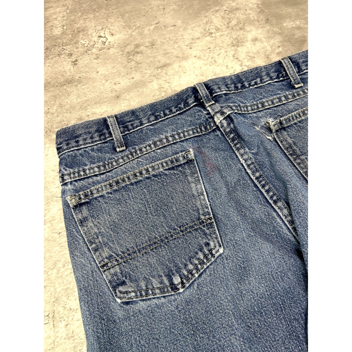 Vintage Dickies Dark Wash Denim Work Wear Five Pocket Double Knee Pants Size 36W