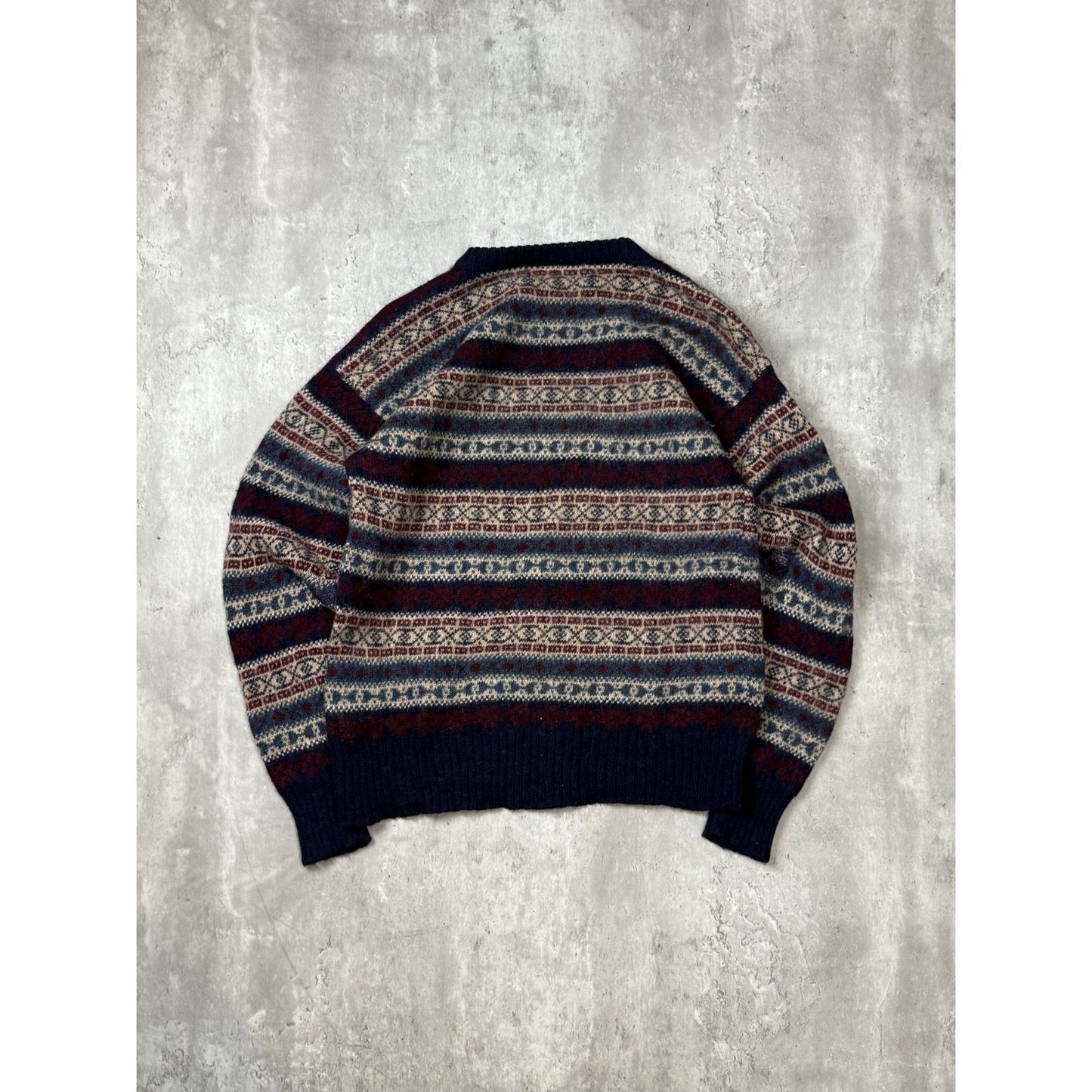 Vintage 80s/90s Chaps Ralph Lauren Geometric Striped Knit Sweater Size Large