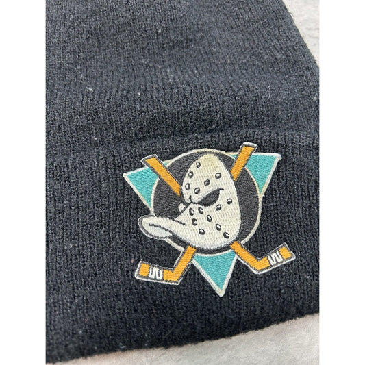 Vintage 90s Anaheim Mighty Ducks NHL Embroidered Logo Beanie Hat OSFA