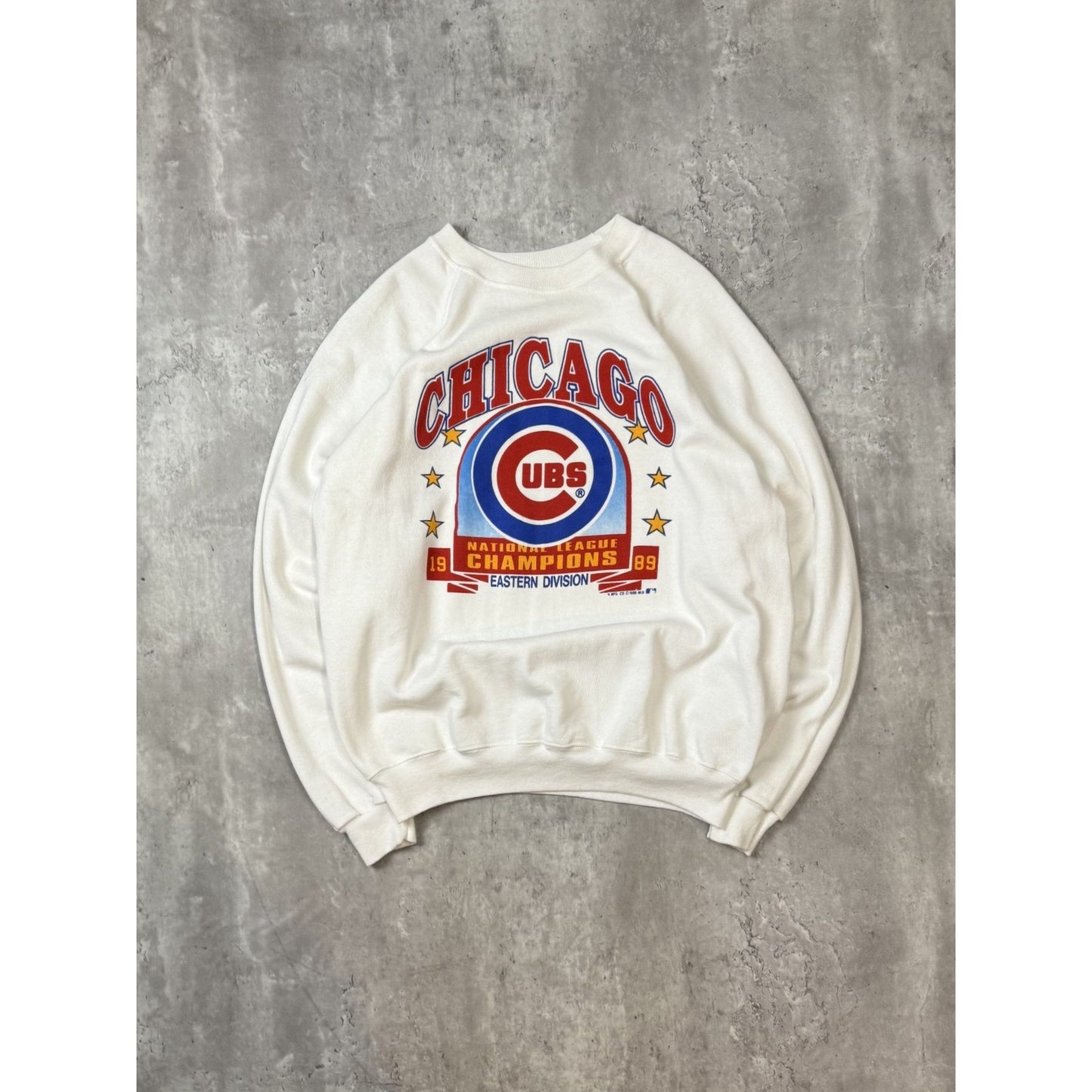 Vintage 1989 Chicago Cubs MLB NL Champs Graphic Sweatshirt Size XL White