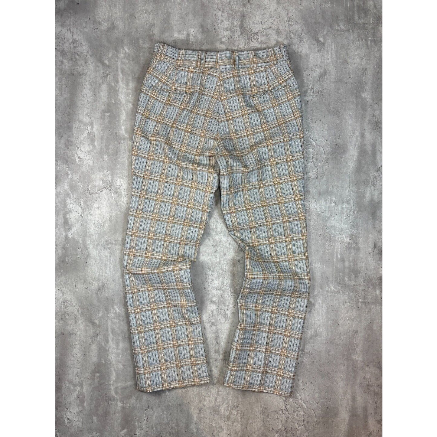 Vintage 1970s Sears Checkered Plaid Print Trouser Slack Pants Size 35