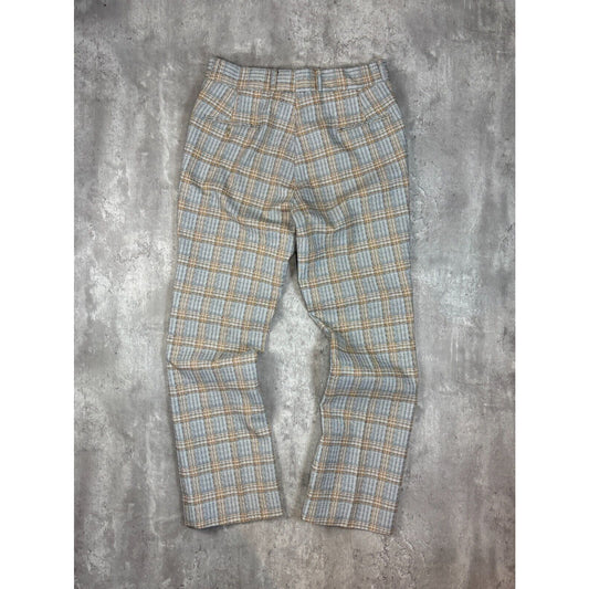 Vintage 1970s Sears Checkered Plaid Print Trouser Slack Pants Size 35