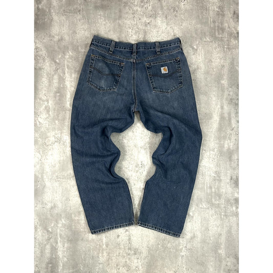 Carhartt Relaxed Fit Dark Wash Denim Workwear Pants Size 36