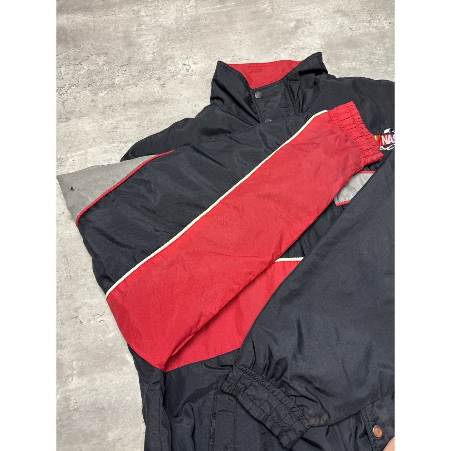 Vintage Nascar Racing Embroidered Logo Full Zip Nylon Windbreaker Jacket Sz 2XL