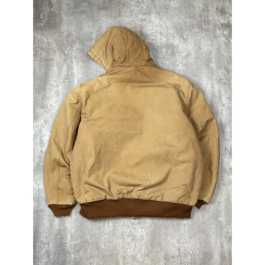 Vintage Carhartt Thermal Lined Canvas Workwear Hooded Active Jacket Size 2XL