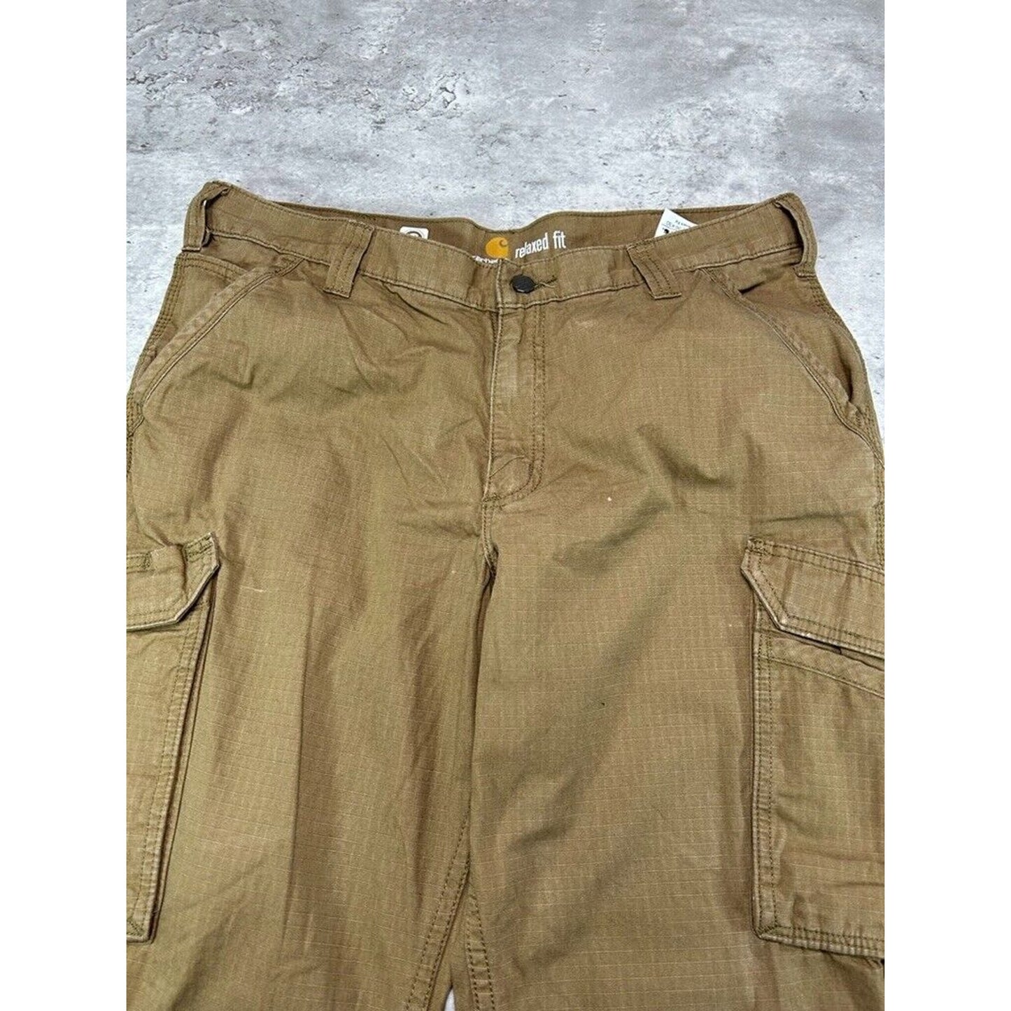 Carhartt Original Fit Ripstop Canvas Workwear Cargo Pants Size 37 Beige