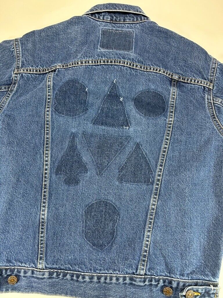 Vintage 90s Levis Red Tab Dark Wash Denim Type 3 Trucker Jacket Size Small Blue