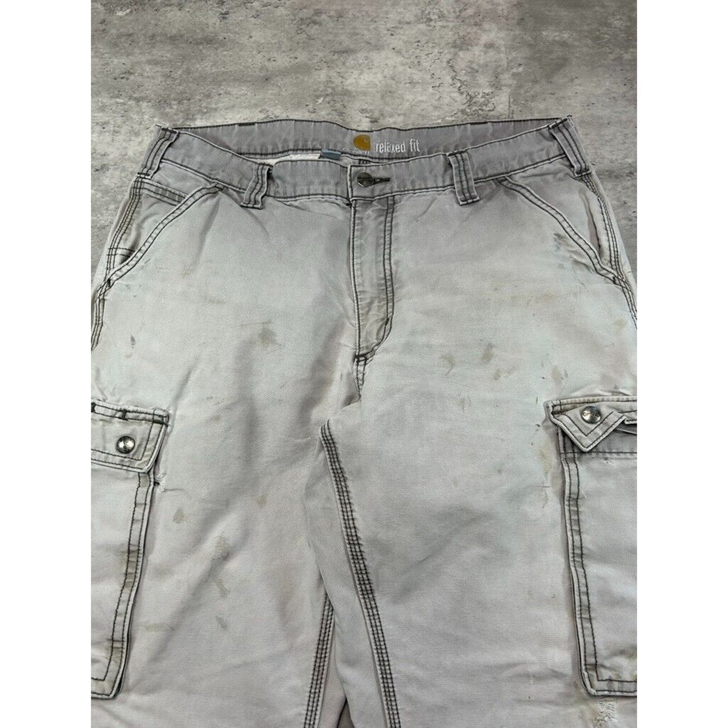 Carhartt Relaxed Fit Canvas Workwear Faded Cargo Pants Size 35