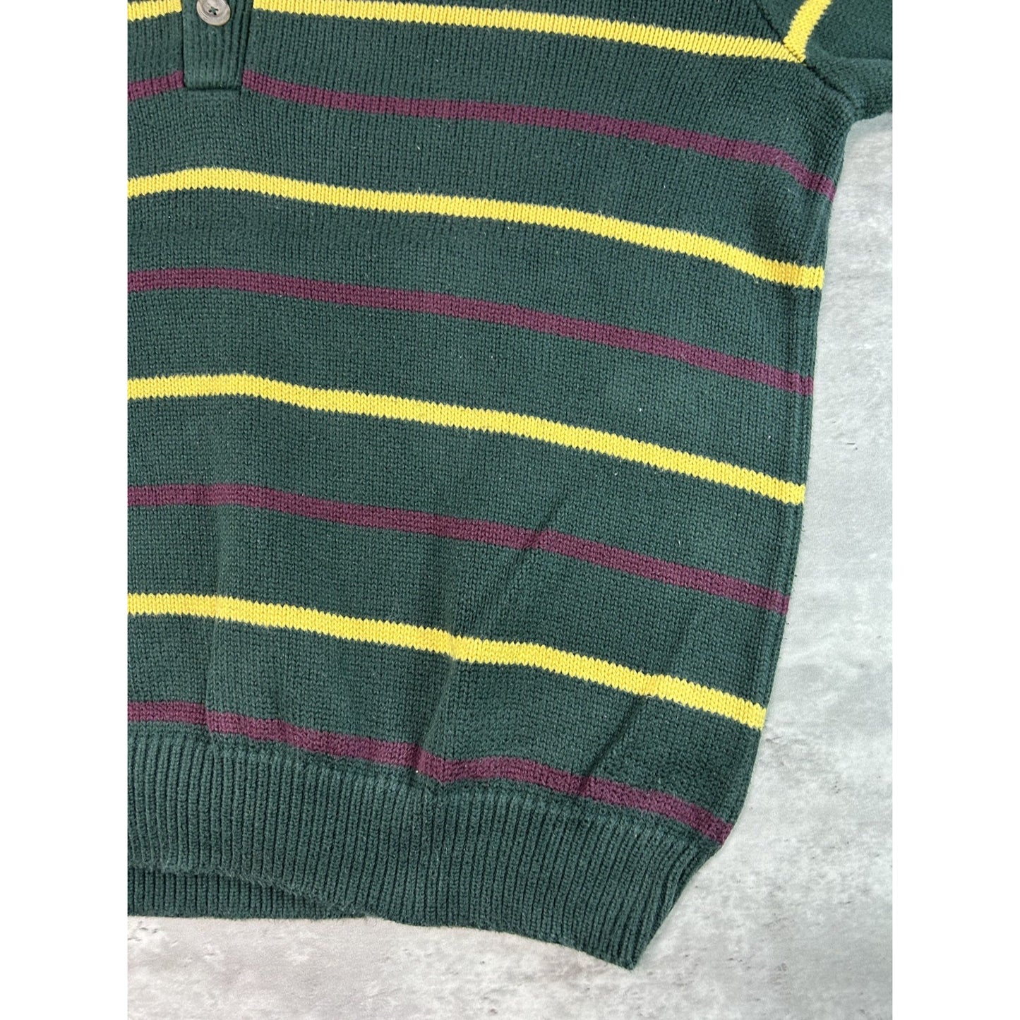 Vintage 90s Polo Ralph Lauren Striped 1/4 Button Pullover Knit Sweater Size XL