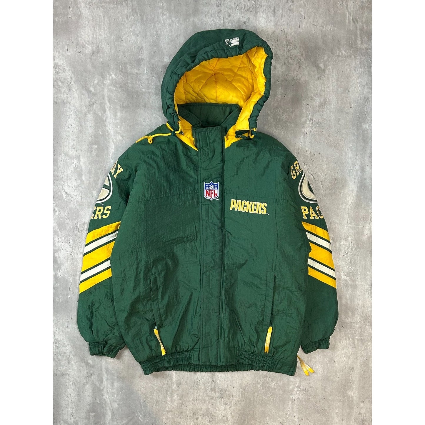 Vintage 90s Green Bay Packers NFL Embroidered Insulated Jacket Size Medium