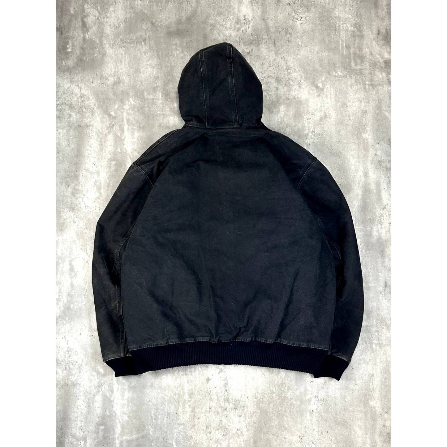 Vintage Carhartt Quilted Lined Canvas Work Wear Hooded Bomber Jacket Size XL
