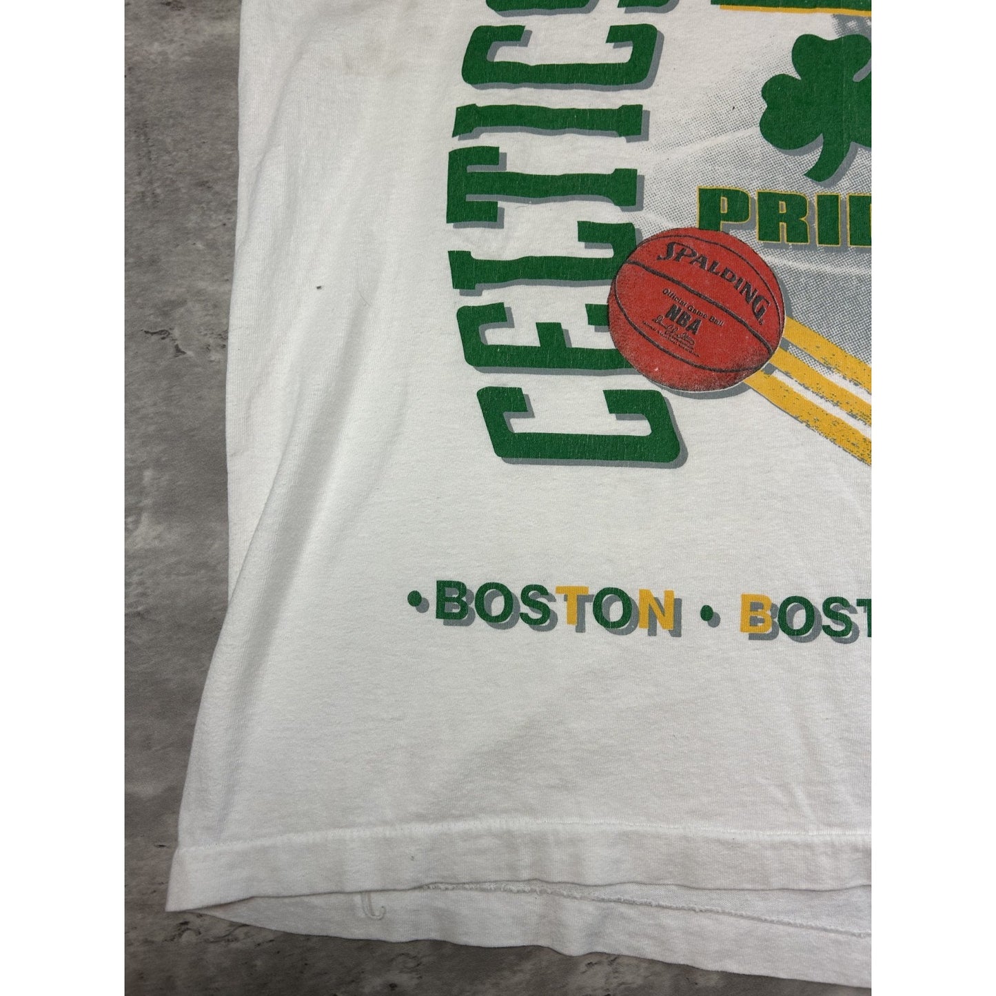 Vintage 90s Boston Celtics NBA All Over Print Basketball T-Shirt Size 2XL