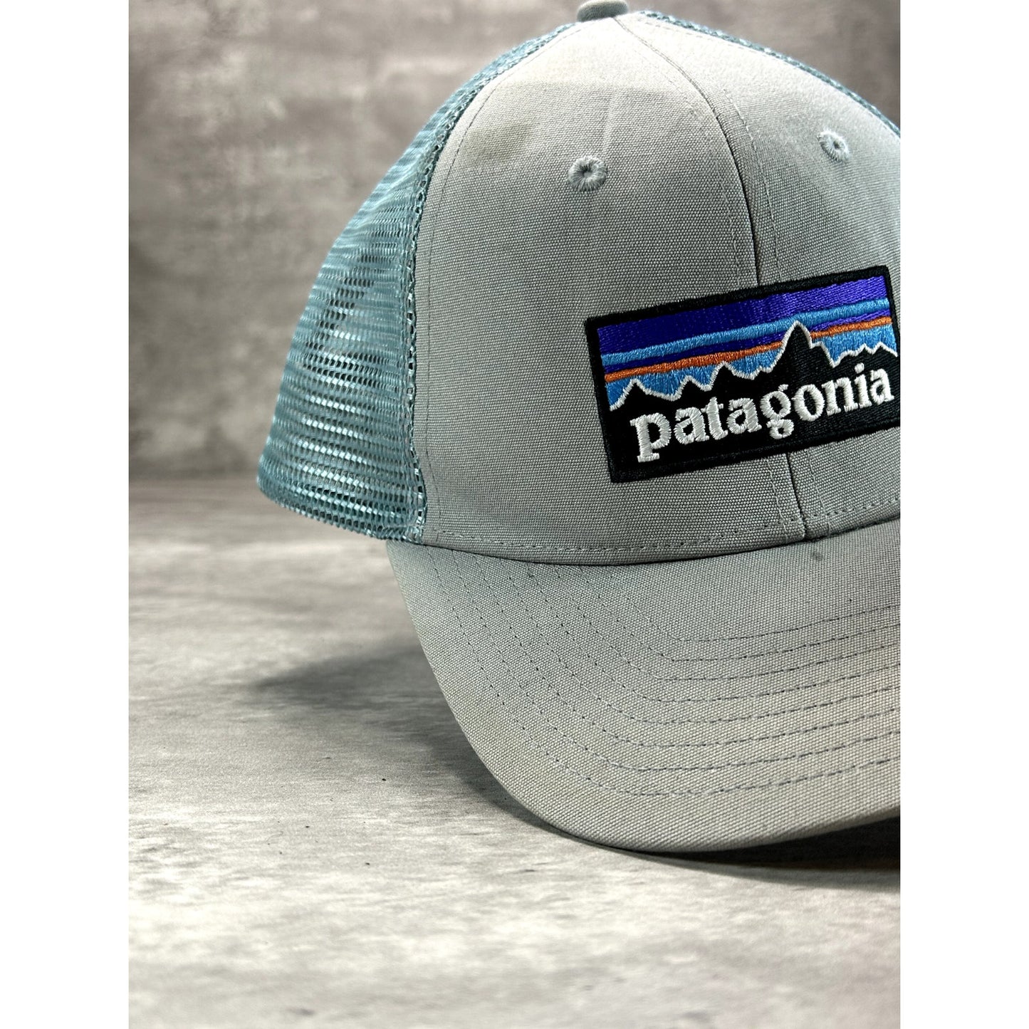 Patagonia Embroidered Patch Trucker Snapback Hat OSFA Gray/Blue