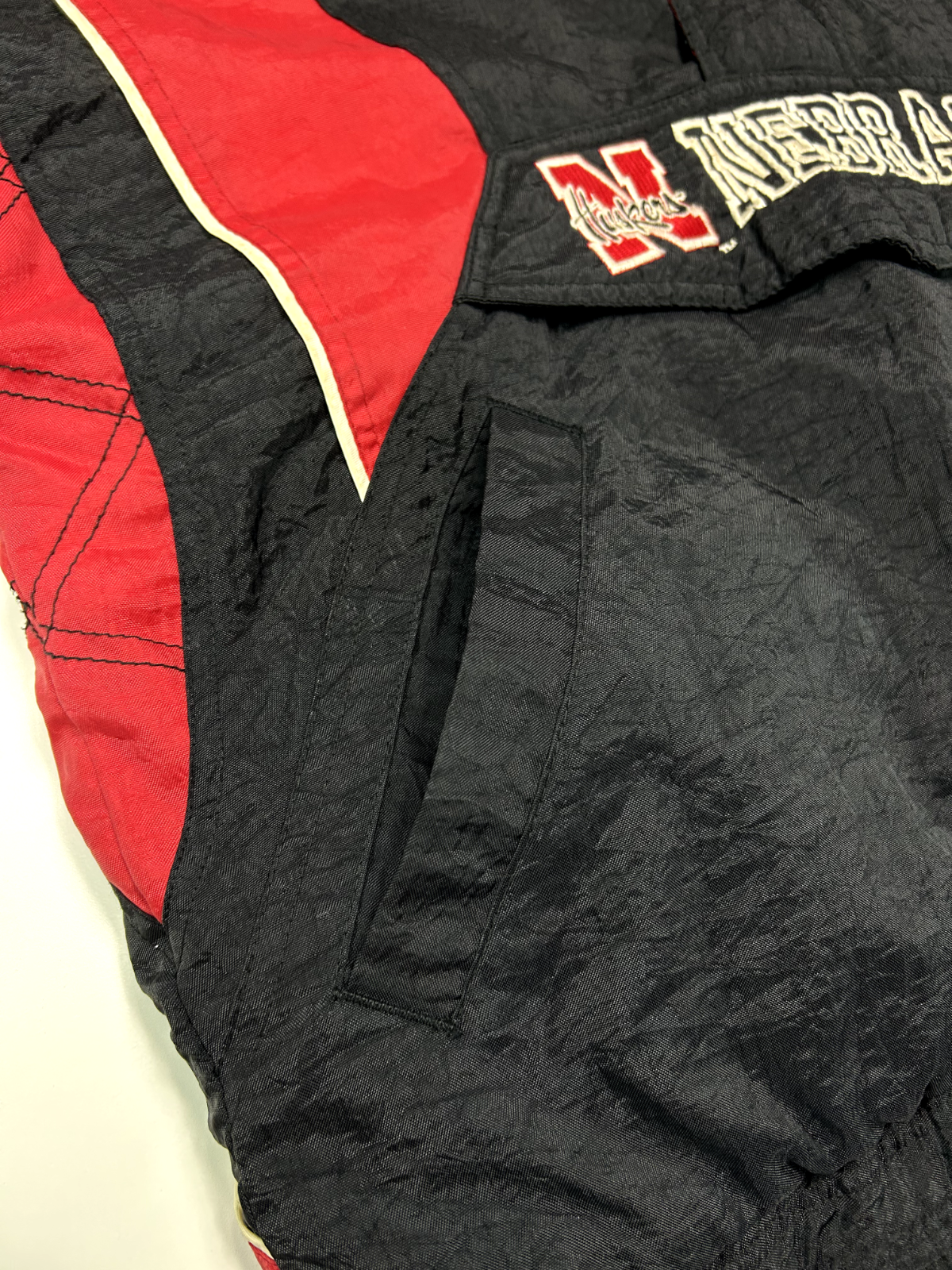 Vintage 90s Nebraska Cornhuskers NCAA Insulated 1/2 Zip Starter Jacket Size XL