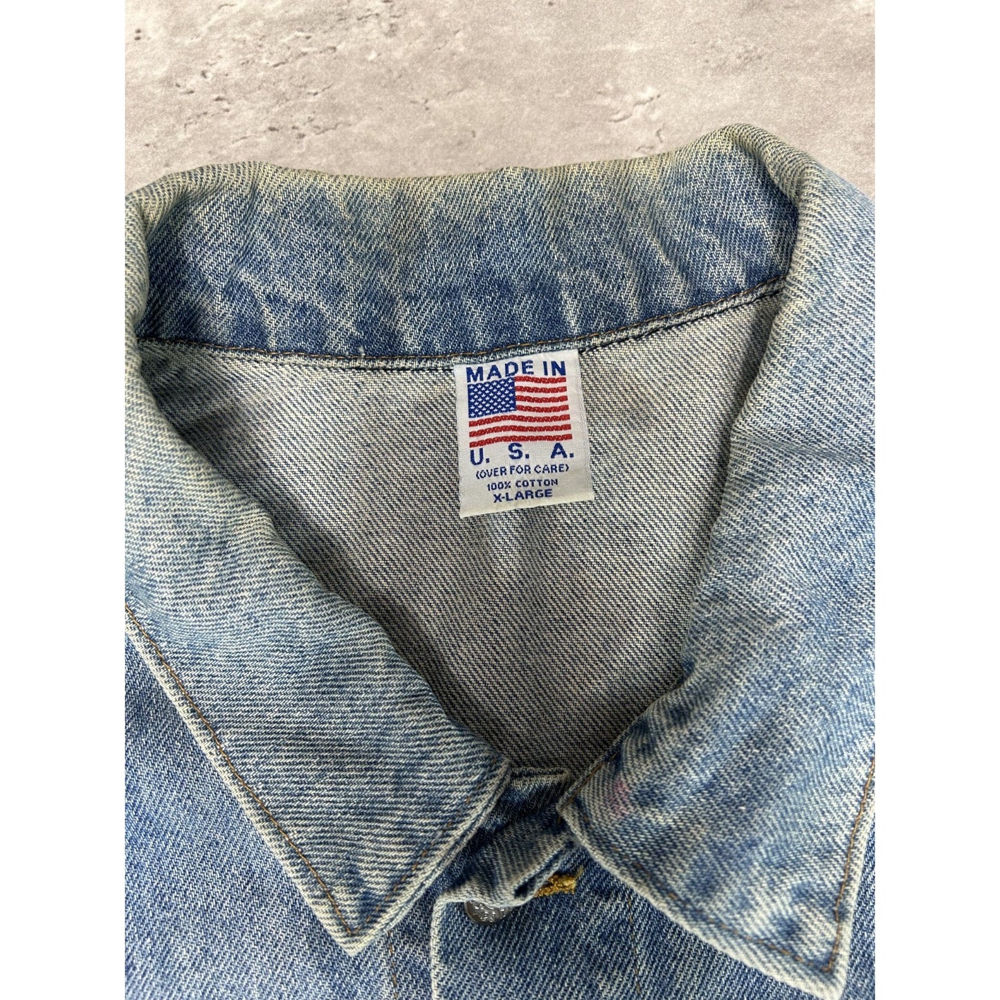 Vintage 90s Pro Polaris Embroidered Spellout Light Wash Denim Jacket Size XL
