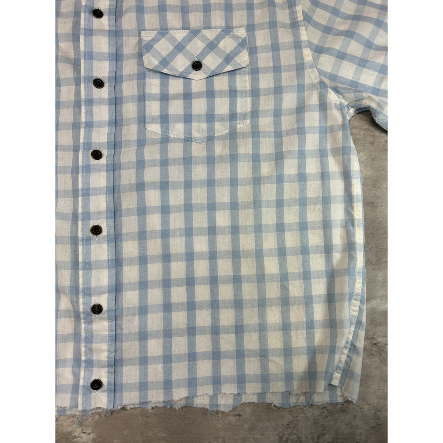 Vintage Y2K Avirex Plaid Short Sleeve Reworked Cropped Button Up Shirt Sz Large