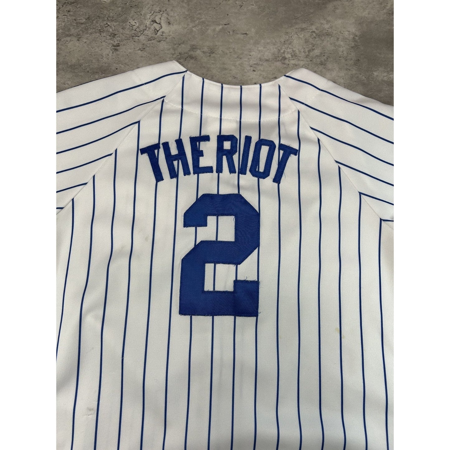 Vintage Ryan Theriot #2 Chicago Cubs MLB Pinstripe Stitched Jersey Size Small