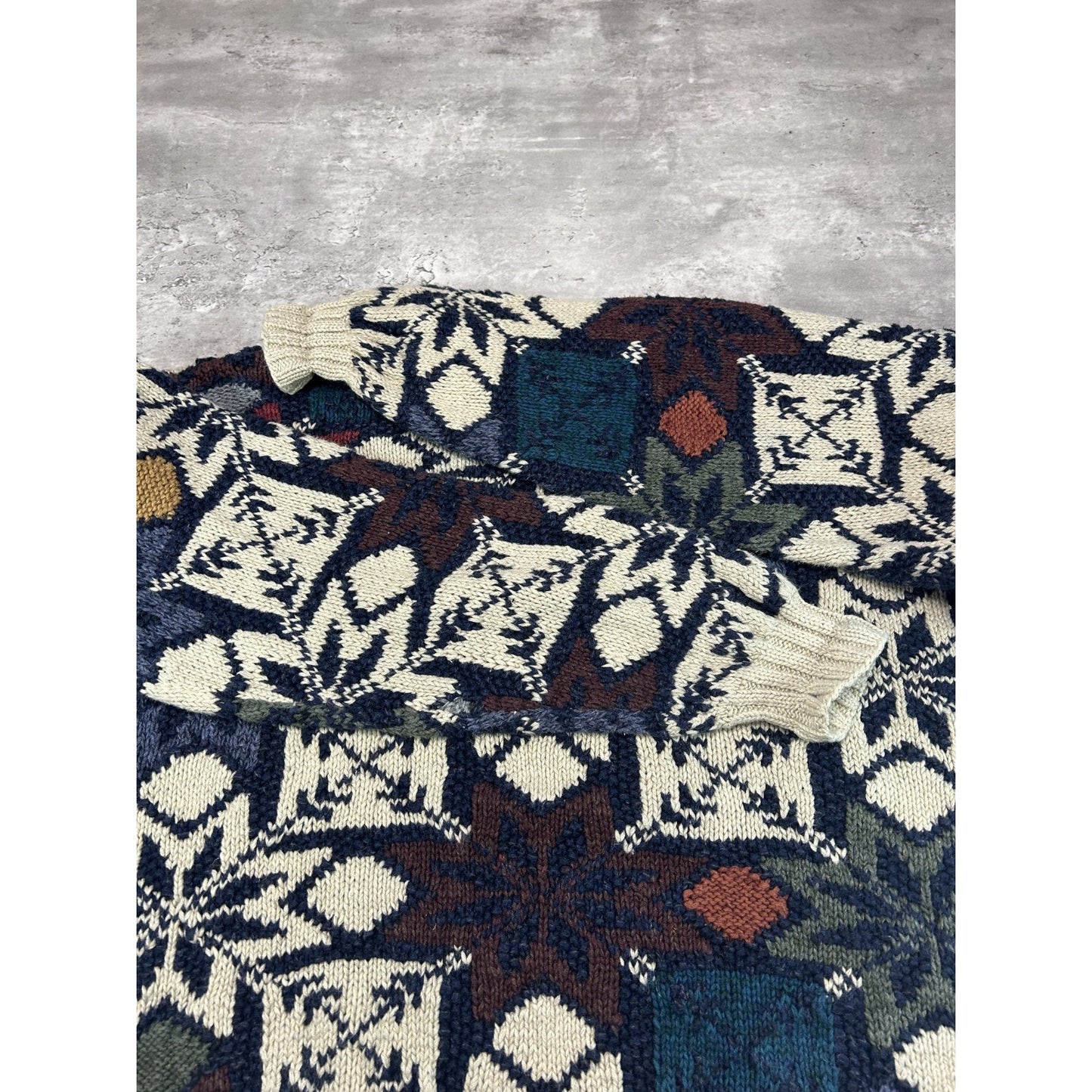 Vintage 90s Northern Isles Snowflake Print Ribbed Pullover Knit Sweater Sz Large