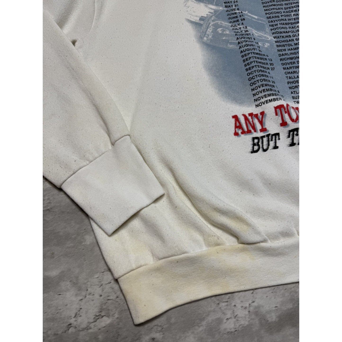 Vintage 1998 Nascar Rolling On Tour Big Graphic Sweatshirt Size XL White